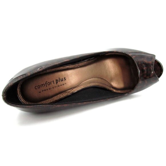 Comfort Plus by Predictions Wedge Heels Womens Sz 8 Animal Print Open Toe Pumps - Picture 10 of 15
